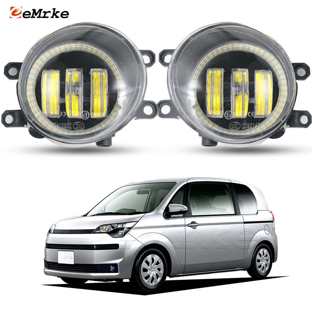 LED Fog Lights PTF with Lens for Toyota Spade 2012 2013 2014 2015 2016 2017 2018 Led Angel Eyes Halo Driving DRL Car Headlights