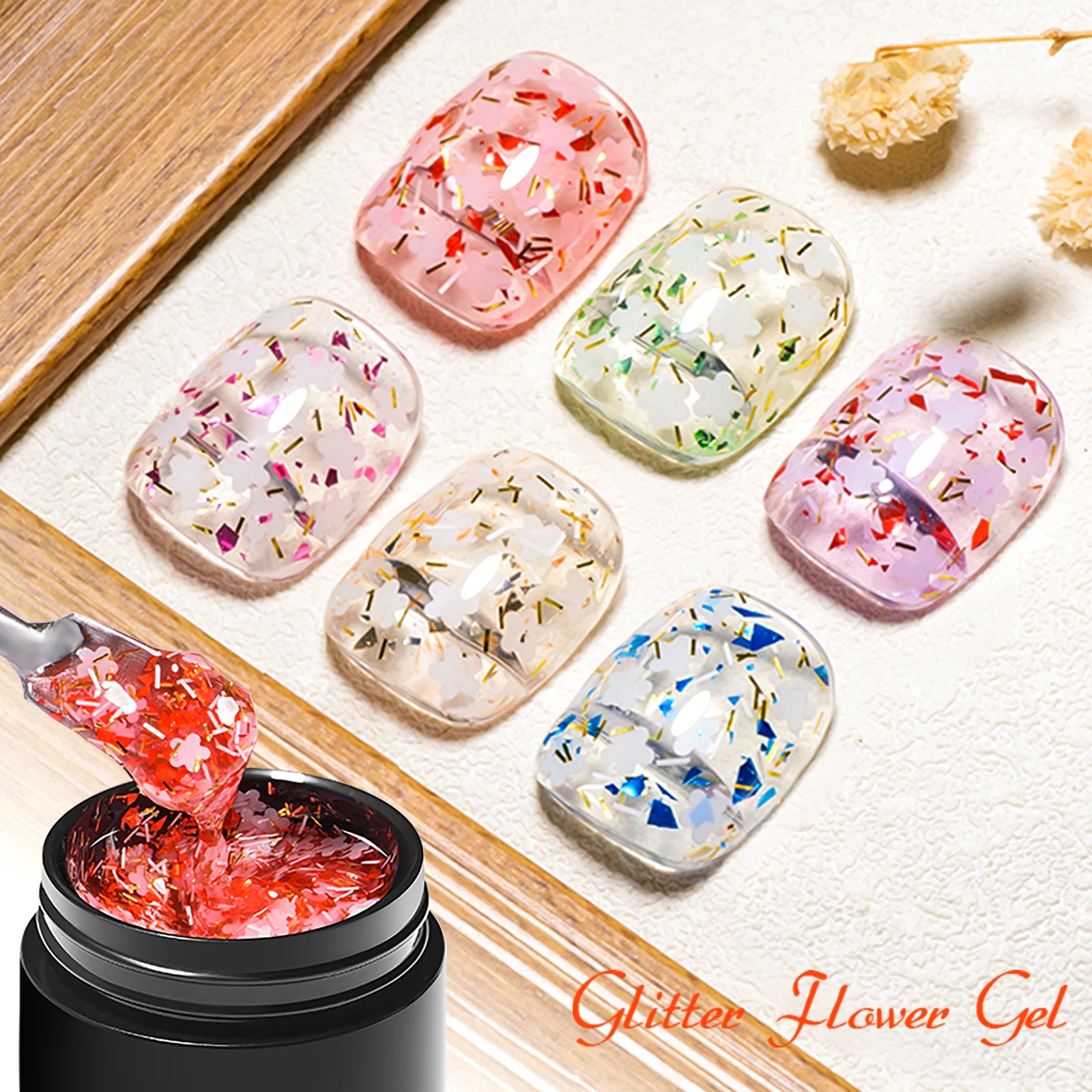 6 개/대 말린 꽃 젤 매니큐어 세트 자연 꽃 요정 네일 아트 젤 손톱에 대 한 UV LED 그림 광택을 담그십시오 DIY 키트