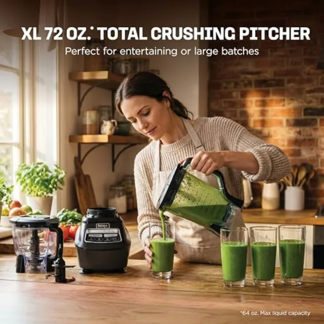 Multi-functional food processor/blender for making smoothies | Includes blending cup, two 16-ounce takeaway cups, and an 8-cup capacity mixing bowl | Makes salsa, dough, milkshakes, and cold drinks | 1500 watts 3 Multi-functional food processor/blender for making smoothies | Includes blending cup, two 16-ounce takeaway cups, and an 8-cup capacity mixing bowl | Makes salsa, dough, milkshakes, and cold drinks | 1500 watts 3