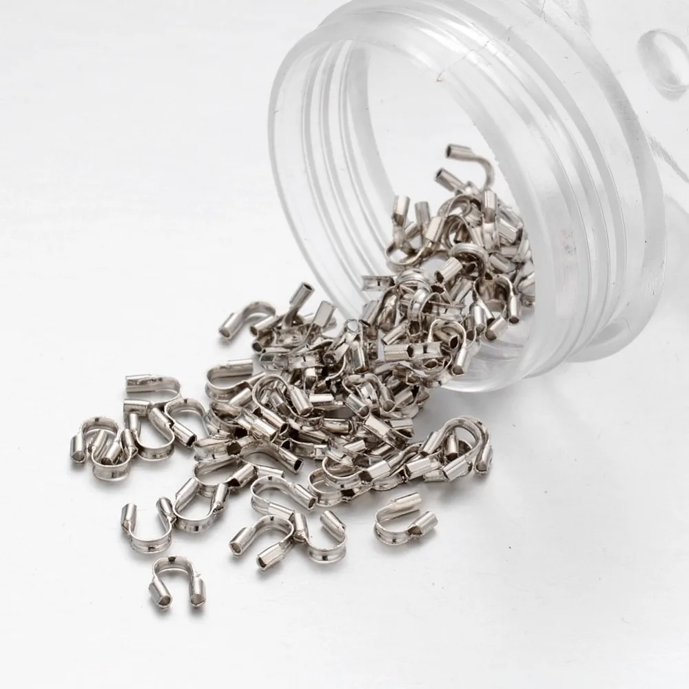 2000pcs Platinum Color Brass Wire Guardian Wire Protectors Loops U Shape Accessories for Jewelry