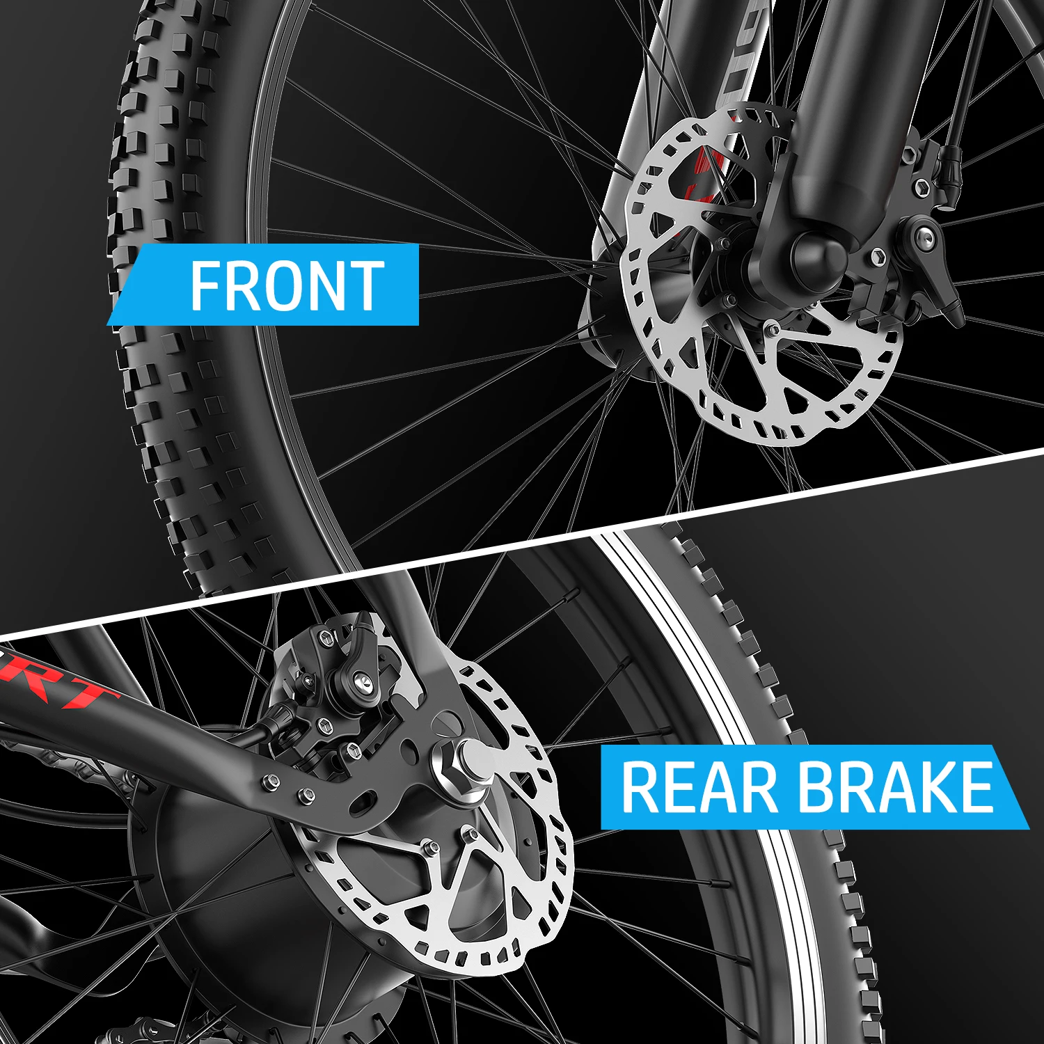 Bicicleta elétrica para adultos - pneu gordo de 26”, motor máximo de 1000 W, bicicleta elétrica de motocicleta de 7 velocidades, bateria removível 48V10AH 4 Ridi