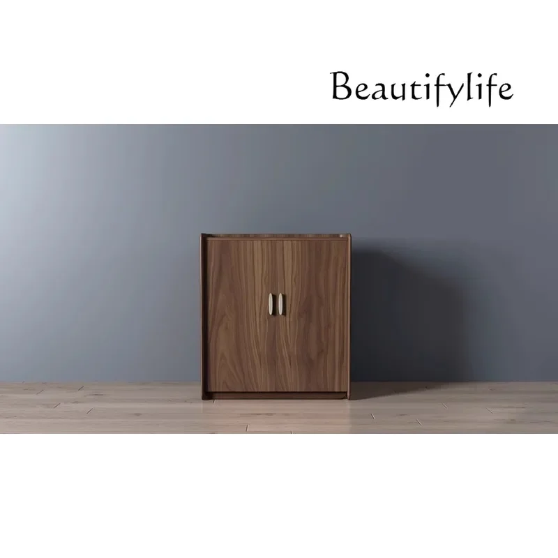 X American Modern Simple Light Luxury High-end North American Black Walnut Tenon And Mortise Grille Designer Shoe Cabinet