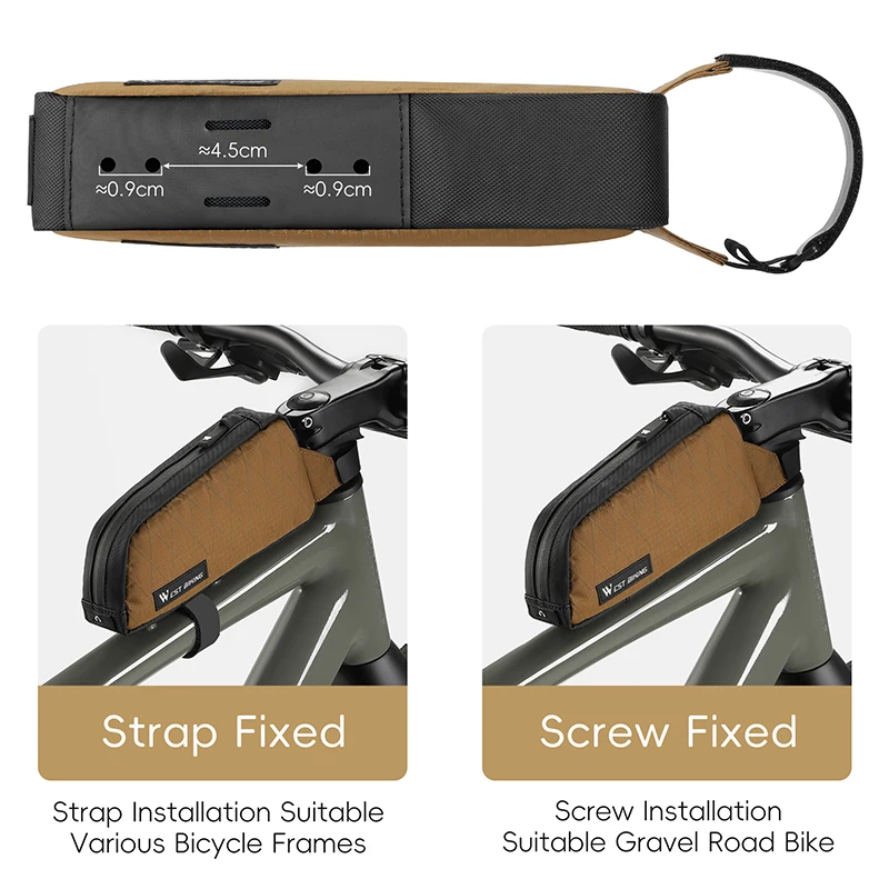 غرب ركوب الدراجات دراجة العلوي كيس أنبوب مع البراغي والأشرطة المزدوج شنت الدراجة الجبلية الطريق الإطار الأمامي أكياس ايرو الحصى الدراجة الملحقات