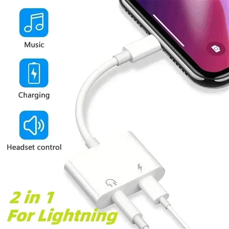 Audio OTG Adapter for IPhone 15 14 13 12 11 Pro Max Aux Jack Headphone 3.5 Mm To Headphone Jack Charger Splitter Converter