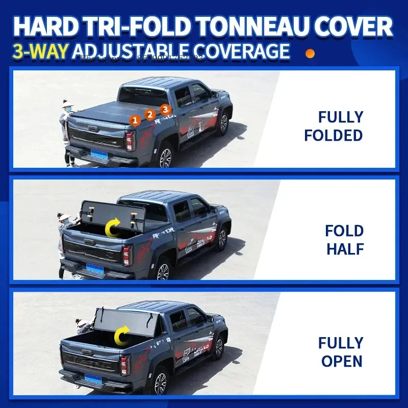 

Hard Folding Truck Bed Cover Waterproof Tonneau Cover for Pickup Cargo Protection
