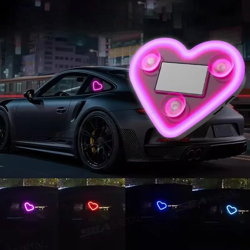 Solar Triangle Window Heart-Shaped Light Collision Prevention Breathing Light Electric Vehicle Car Tail Flashing Light