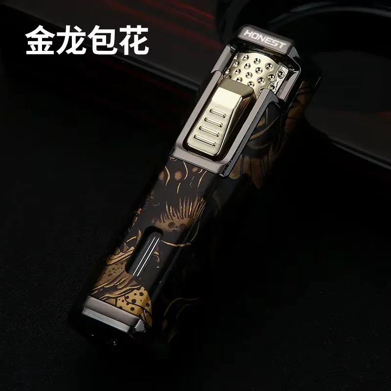 HONEST Strong Blue Flame Lighters 9MM Retractable Head Stereoscopic Embossed Craftsmanship Fine Patterns Adjustable Flame Size.