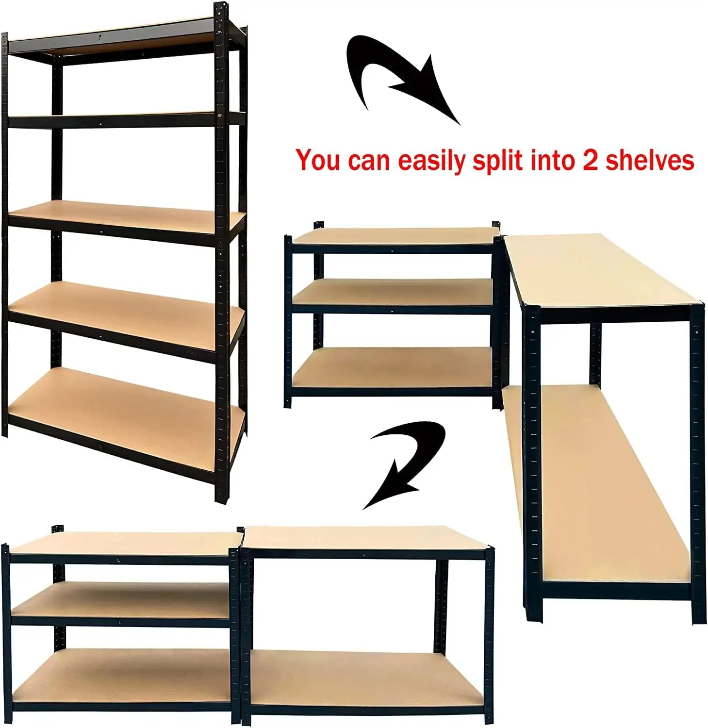 Picture 6: Shelving Unit for Garages & Sheds 150cm/180cm  Height Racking Storage Shelves Metal Shelving 5 Tier Boltless Garage Storage Unit