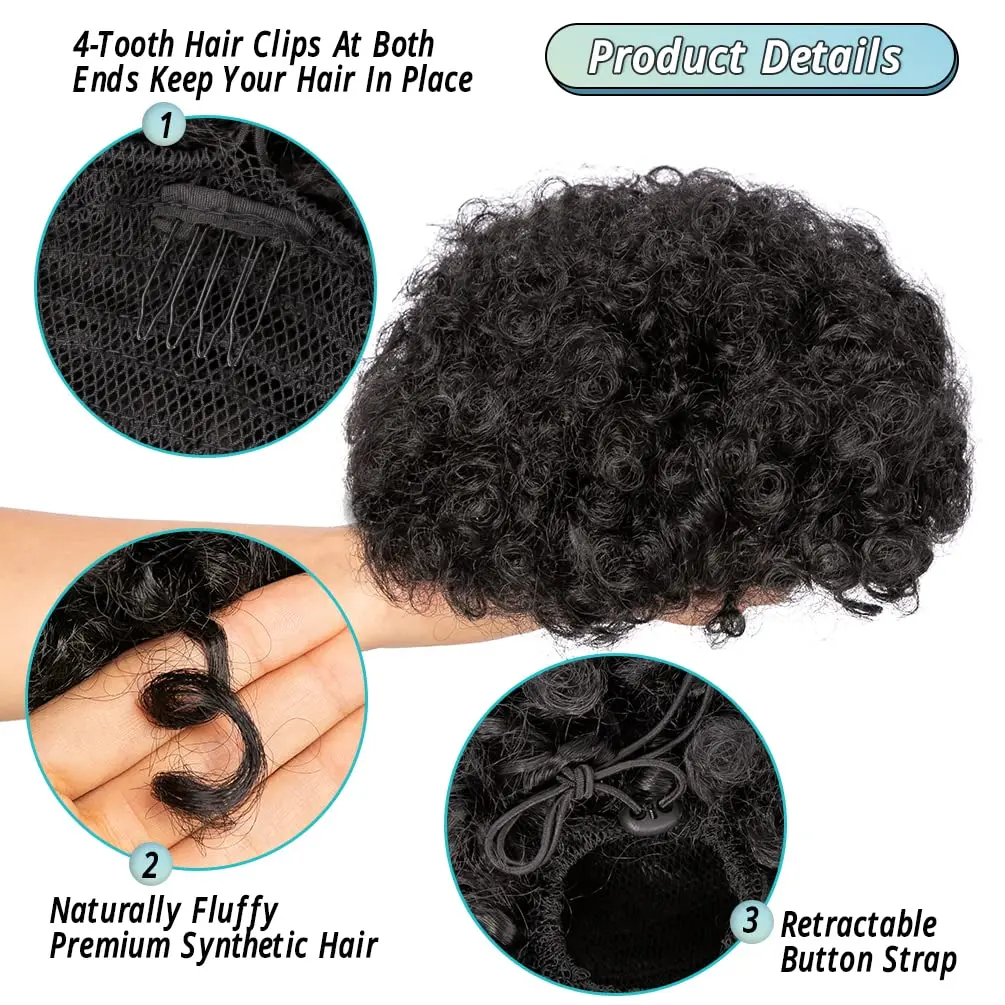 Synthetic Kinky Curly Afro Drawstring Ponytail for Women