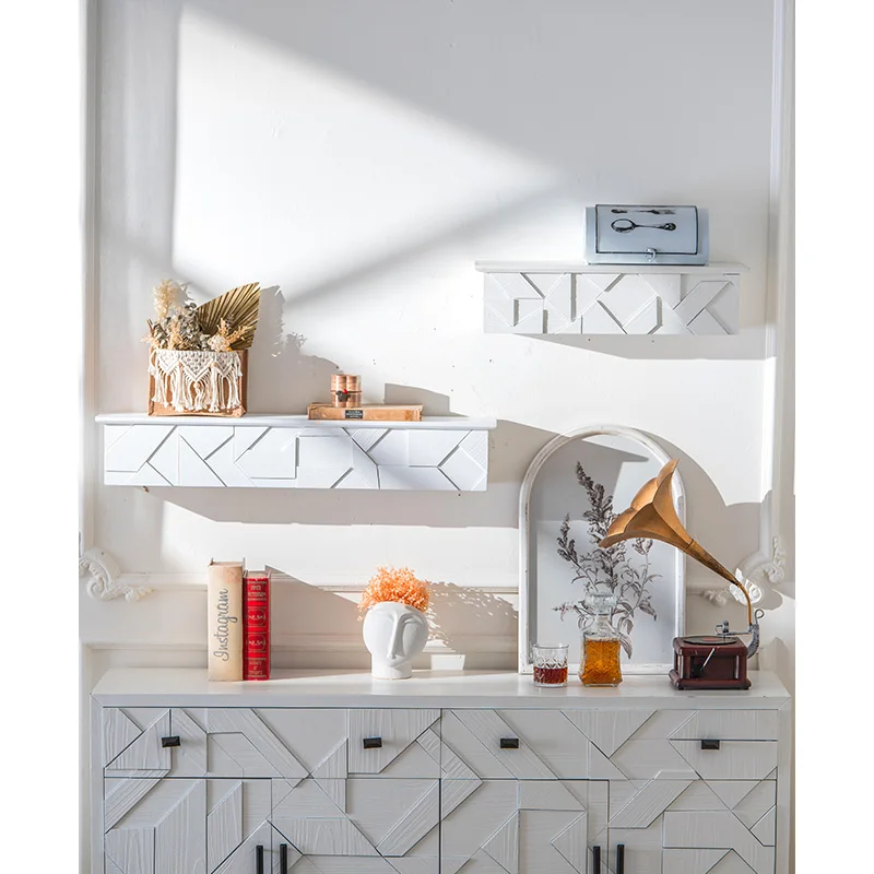 

Nordic Decor Luxury White Rustic Wooden Wall Storage Shelf Rack Floating Shelves Wall Mounted Display Small Wood Wall Shelf