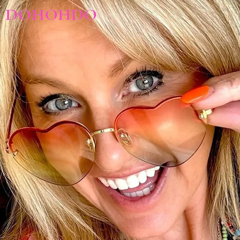 

Fashion Designer Metal Rimless Y2K Heart Women Sunglasses Trend Retro Men Sunglass Outdoor Summer Traveling Eyewear Lentes UV400