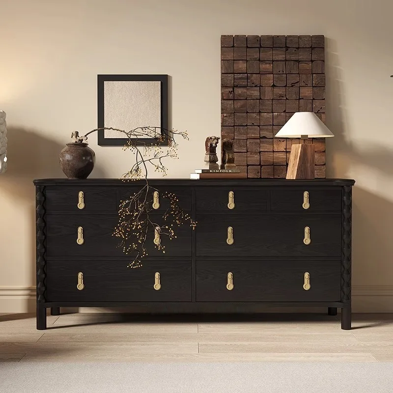 

American retro solid wood chest cabinet, living room decoration cabinet, entrance cabinet, French medieval bedroom TV cabinet