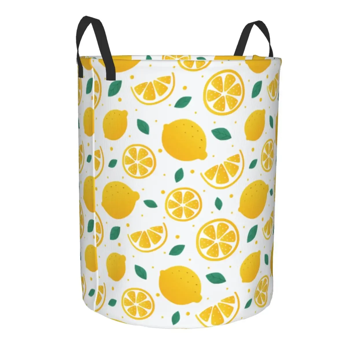 Summer Tropical Fruit Lemon Laundry Basket Foldable Clothes Hamper for Baby Kids Toys Storage Bag