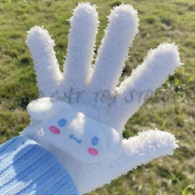 Sanrio Disney Gloves Boys Girls Kawaii Anime Winter Warm Thickened Mittens Student Cycling Outdoors Knit Accessories Xmas Gift