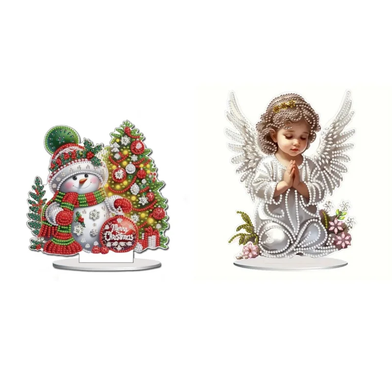 1pc/set DIY snowman Diamond Art Table Ornament One Sided Acrylic Crystal Rhinestone Crafts for Home Office Decoration
