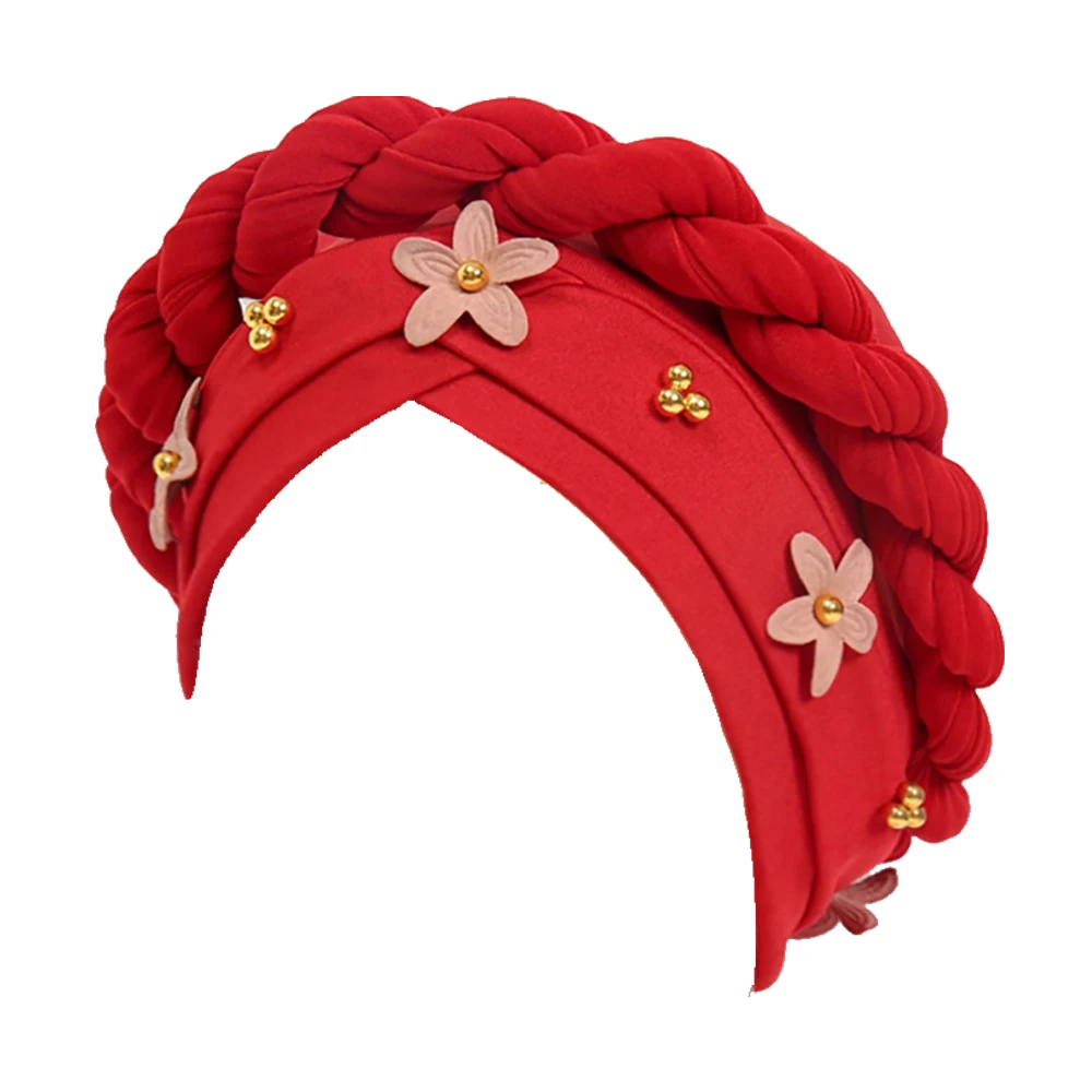 Neue Blume Perlen Chemo Kappe Frauen Muslimischen Geflecht Hijab Turban Indisches Kopftuch Motorhaube Hut Haarausfall Headwrap Schal Turbante Mujer