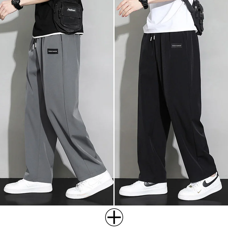 Pantalones de chándal informales ultradelgados con parche de moda de verano, pantalones clásicos de cintura con cordón y bolsillo, Pantalones rectos de calle para hombre