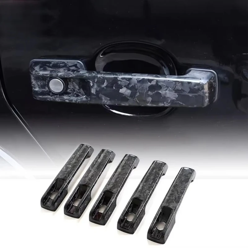 5-Piece Forged Carbon Fiber Door Handle Covers for G-Class G500/G63 W464 W465 Click-On Tape Style UV Protected
