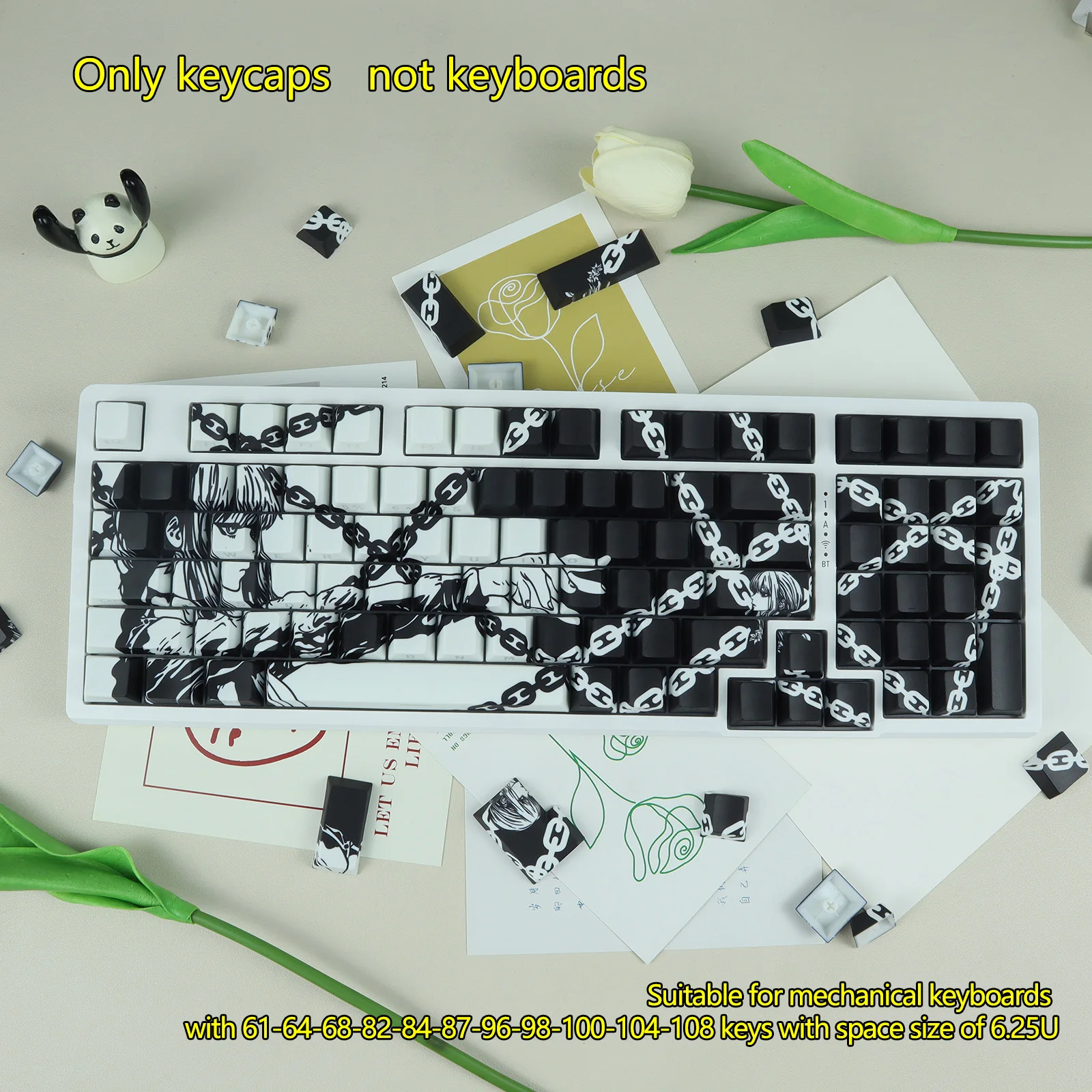 

Animation side engraving translucent keycap cherry height PBT material thermal sublimation technology Adaptation 6.25U space 61