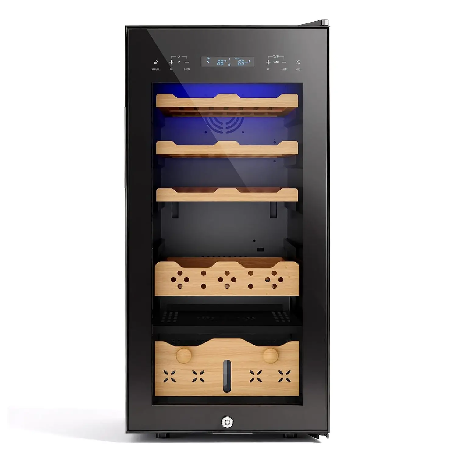 86L Electric Humidor, Stainless Steel Humidor Cabinet with Powerful Compressor Cooling, Dual Temp & Humidity, Customized
