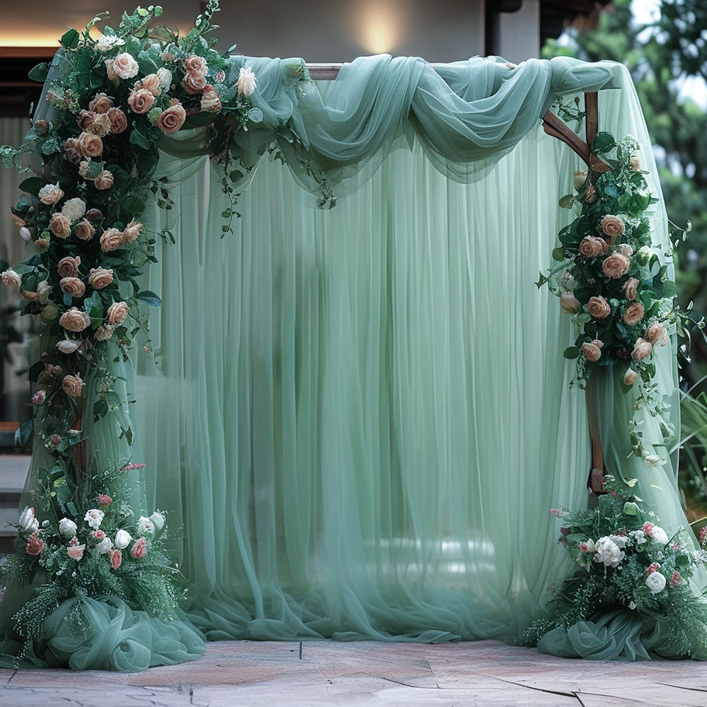 Sheer Tulle Decorative Curtain Polyester Fabric for Christmas Halloween Anniversary Wedding Arch Chair Backdrop Table Decoration view 6
