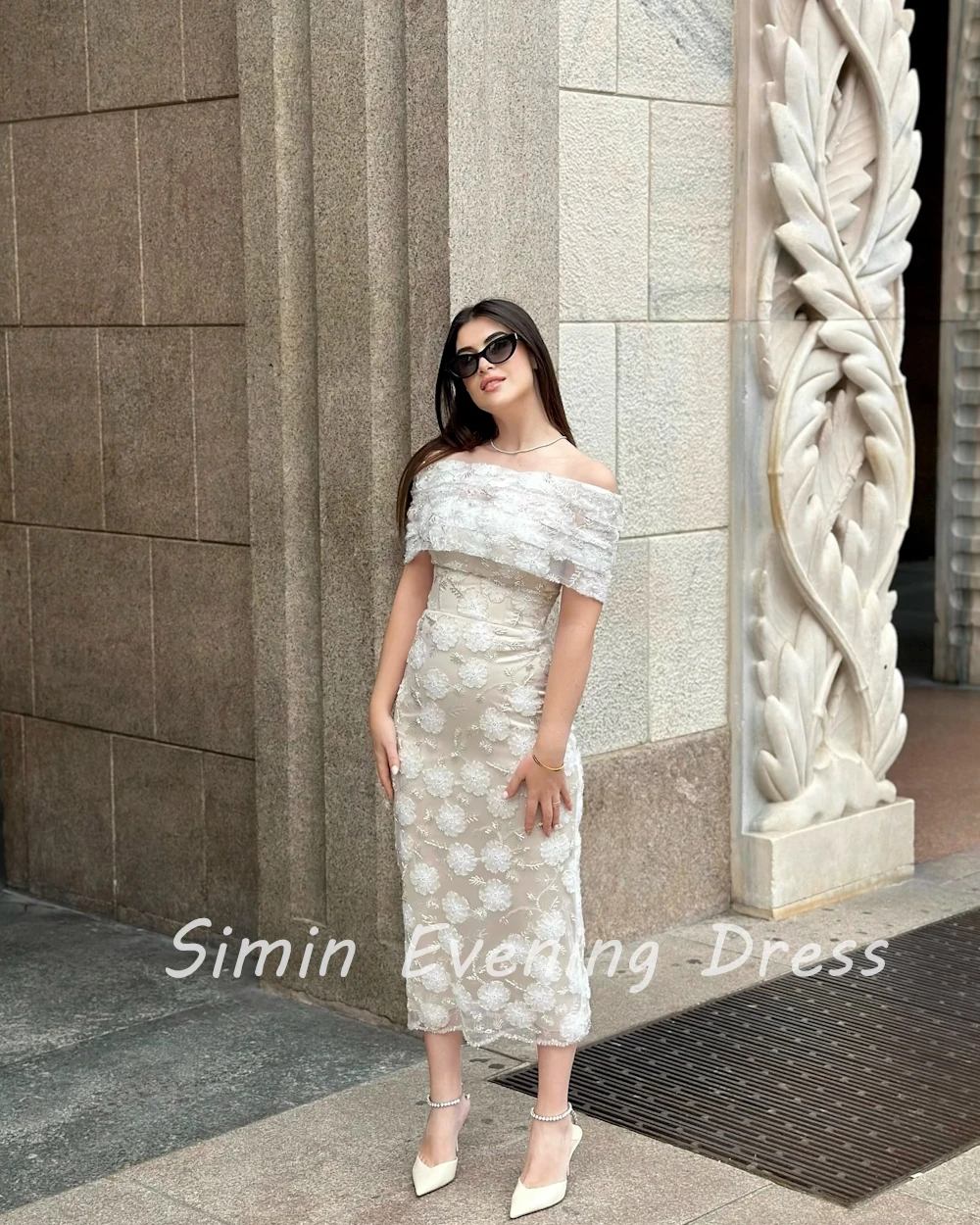 Simin Off The Shoulder Luxury Party Dresses Straight Beading Flower elegant Lace Formal Saudi evening gala dress for women 2024