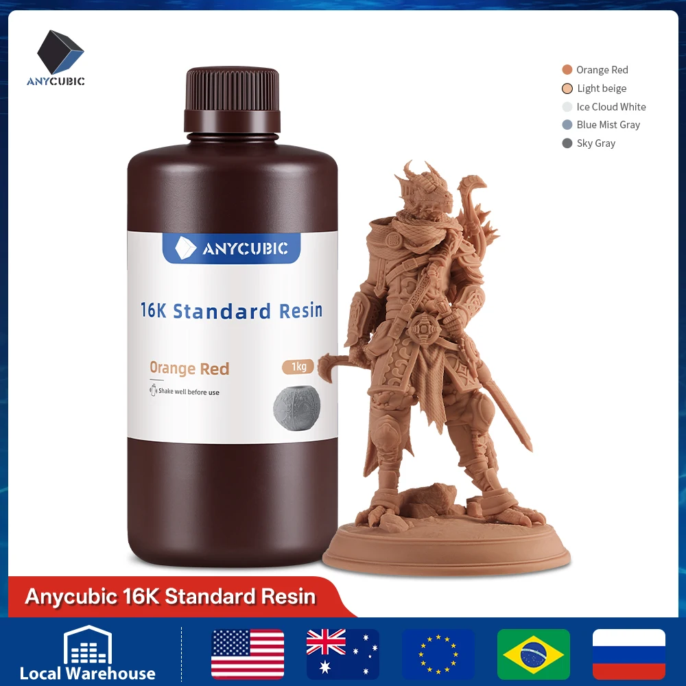 ANYCUBIC 16K Standard Resin Überlegene Präzision & Geringe Schrumpfung mit Matter Oberfläche Hohe Härte 405nm UV-Harz für LCD 3D-Drucker