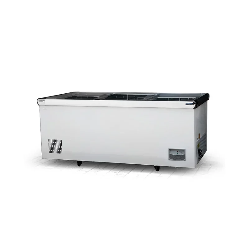 Top Open Lid Chest Freezer Supermarket Frozen Food Meat Island Refrigerator Glass Door Freezer Deep Fridge Freezer 2025