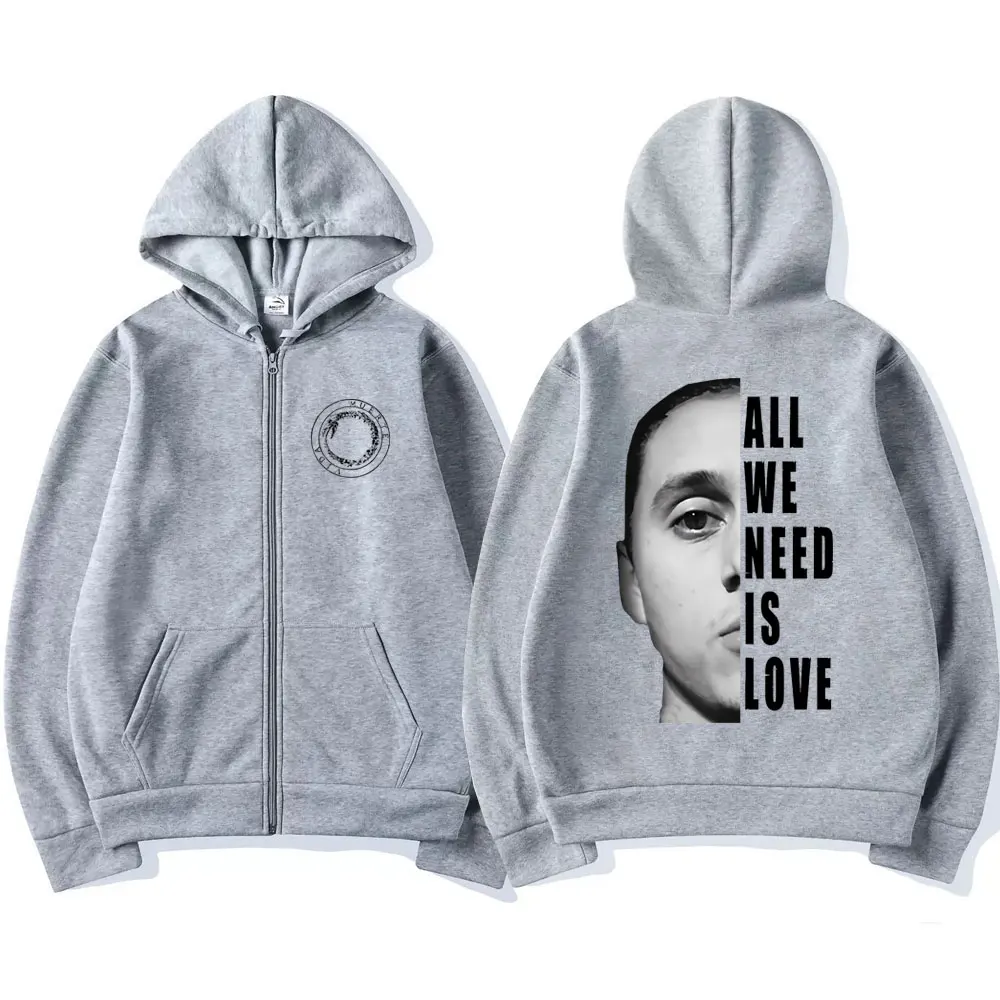 Canserbero All We Need Is Love Graphics Zipper Hoodie Men Women Vintage Gothic Oversized Zip Up Jacket Male Hip Hop Sweatshirt