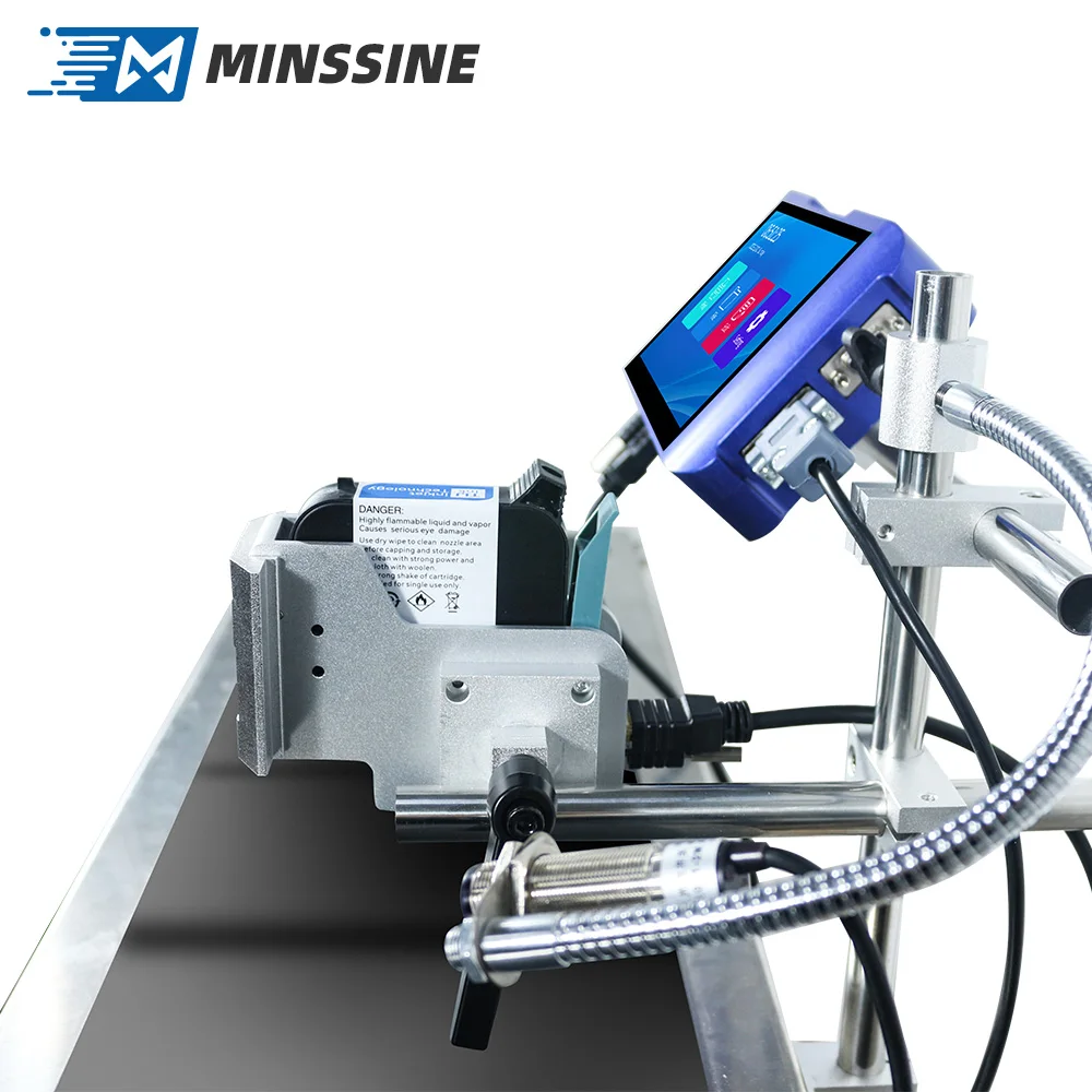 TIJ2.5 Minssine التلقائي طابعة الترميز النافثة للحبر 600 ديسيبل متوحد الخواص الذكية تاريخ انتهاء الصلاحية دفعة الطباعة أكياس الغذاء الكرتون المعدنية طابعة نافثة للحبر