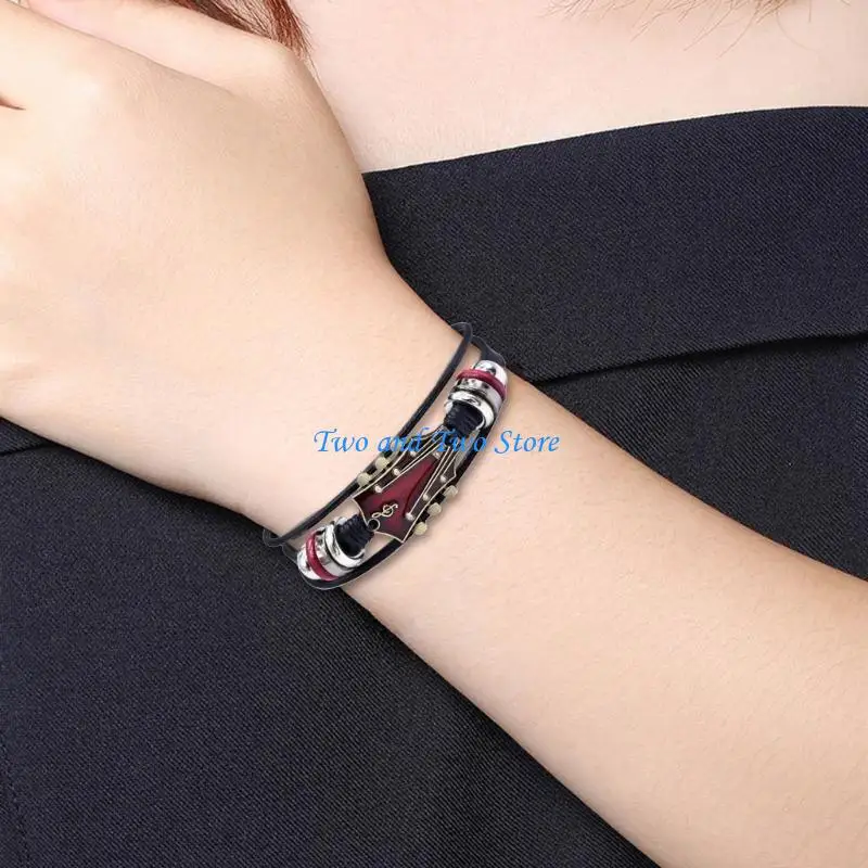 

HX6F Multilayer Bracelet Leather Strap Wrist Jewelry Present for Fashion Enthusiasts