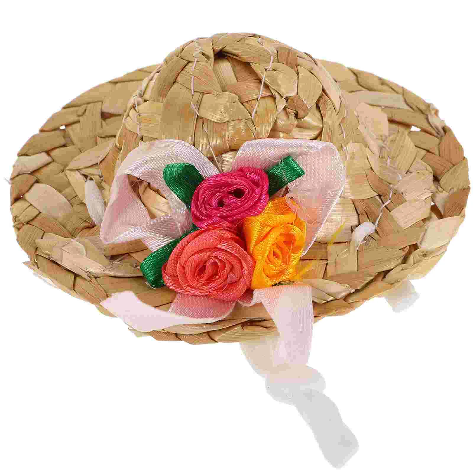 Toy Hat Summer Pet Straw Dog Sunflower Lizard Headwear Bearded Dragon Accessories for Outfits