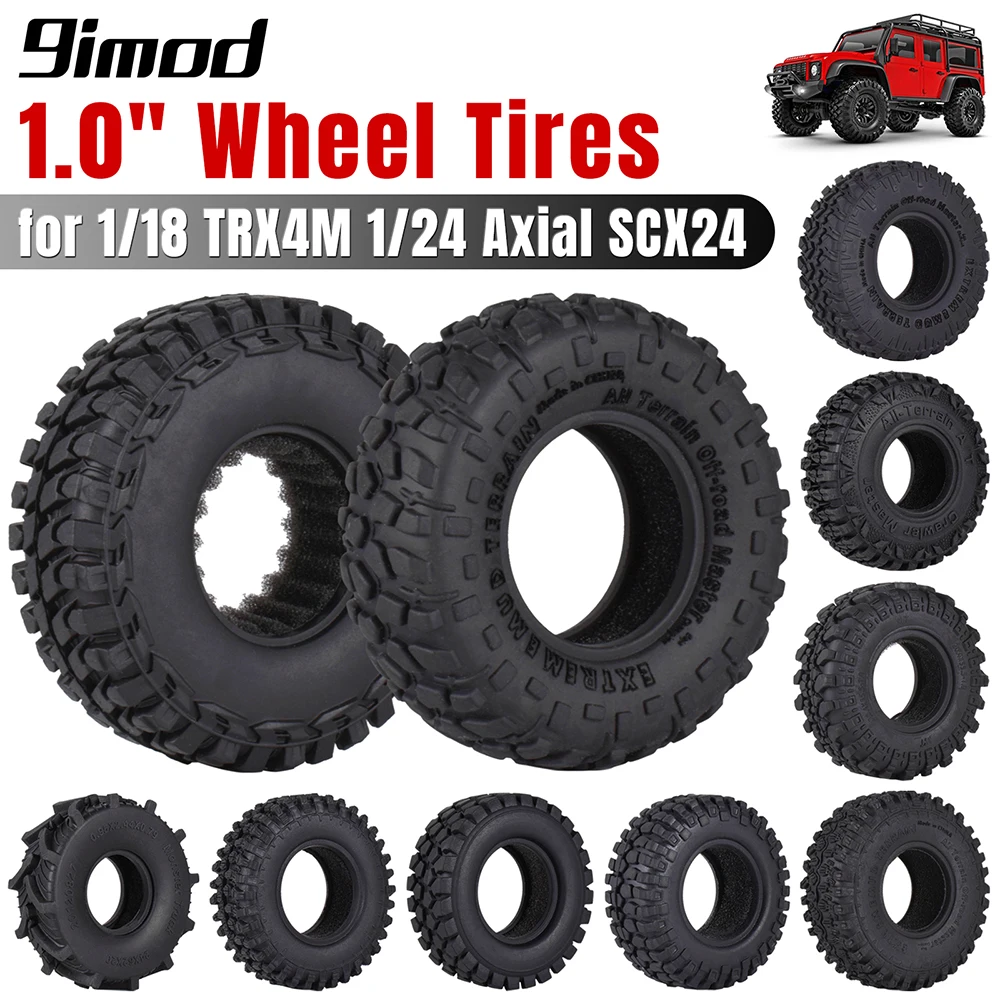 9IMOD 1.0 inch RC Tires 4pcs Rubber Wheel Tyre Set for 1/18 TRX4M 1/24 Axial SCX24 RC Crawler Car Upgrade Parts