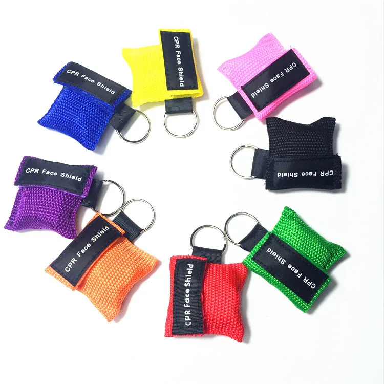 

10-Pack CPR Face Shield Keychain - Emergency Rescue Breathing Barrier, Assorted Colors