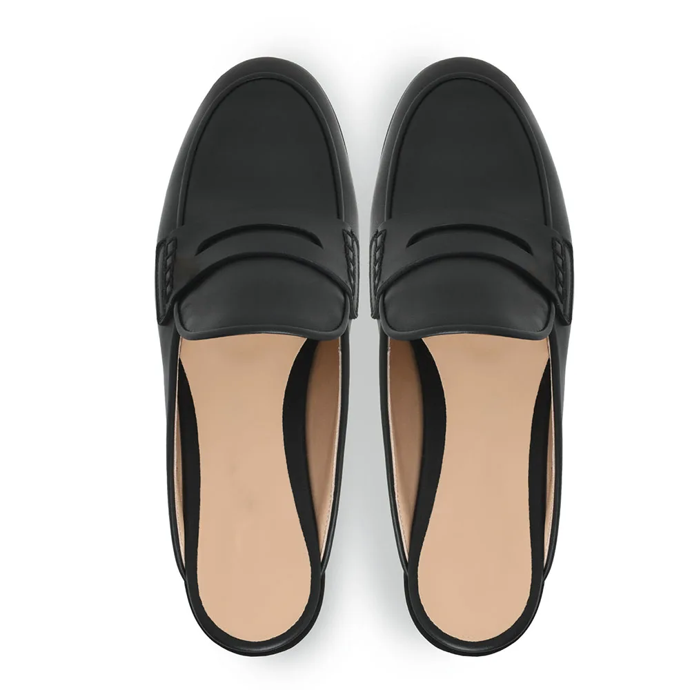 Ladies\' Summer Outdoor Mule Shoes The New Style 2025 Black Camel Color Casual Flat Slippers Suede Shoes