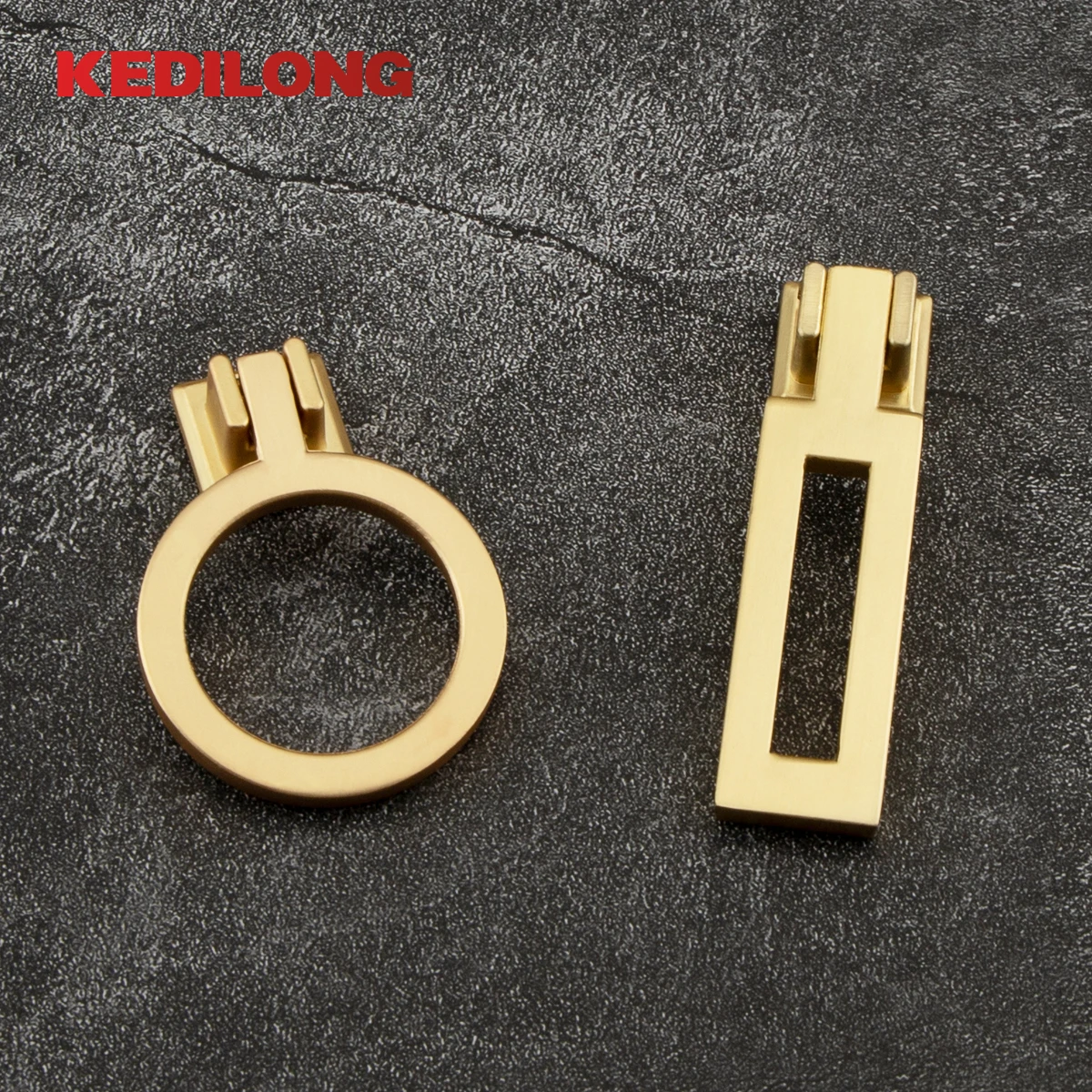 KEDILO Furniture Hardware Square Gold Ring Handle Zinc Alloy Kitchen Door Cabinet Drawer Ring Knob Cabinet Handle