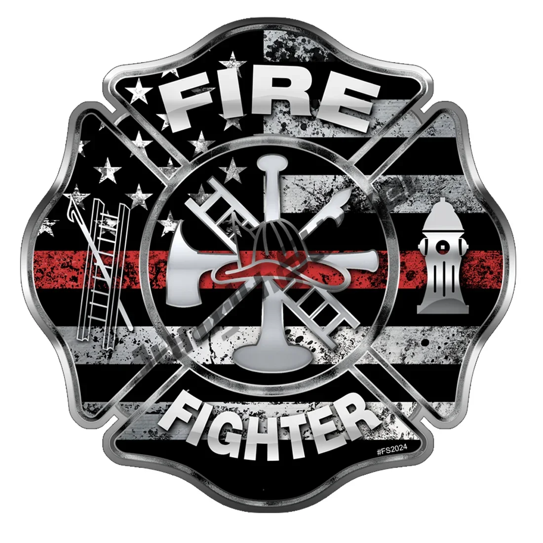 Red Fire Rescue Sticker First Responder Vinyl Decal Fire Department and EMT Decals Maltese Cross Shaped Firefighter Stickers