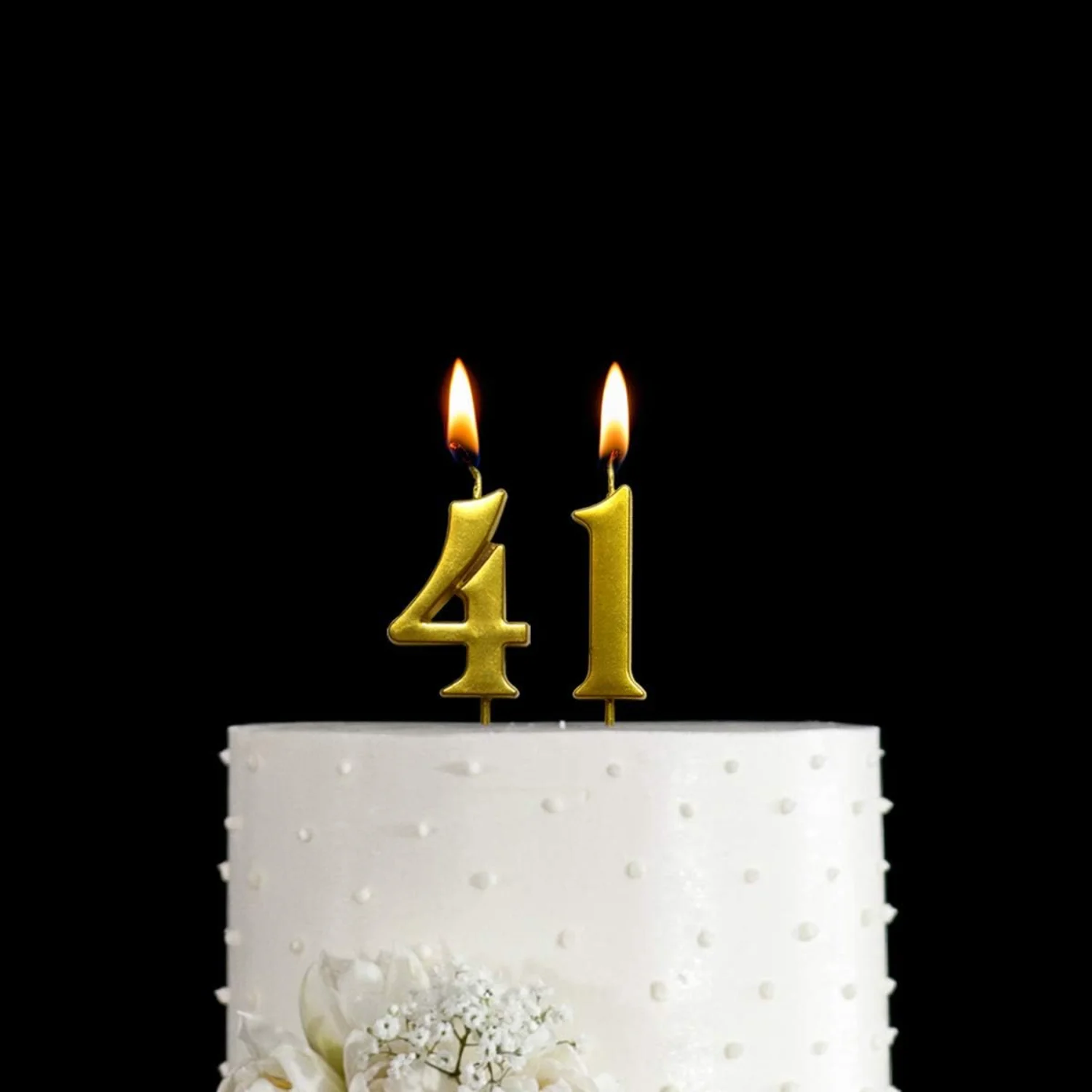 Gold 41st Birthday Numeral Candle, Number 41 Cake Topper  Party Decoration for Women or Men Th birthday Dog cake topper Oh baby