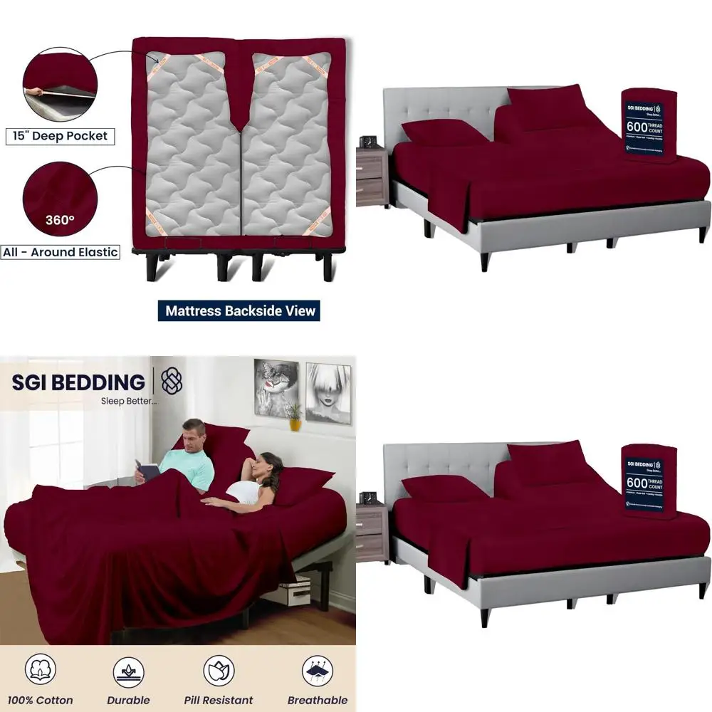 

Комплект из 4 предметов: простыня на резинке из 100% египетского хлопка – 600 нитей, подходит для матрасов глубиной до 15 дюймов