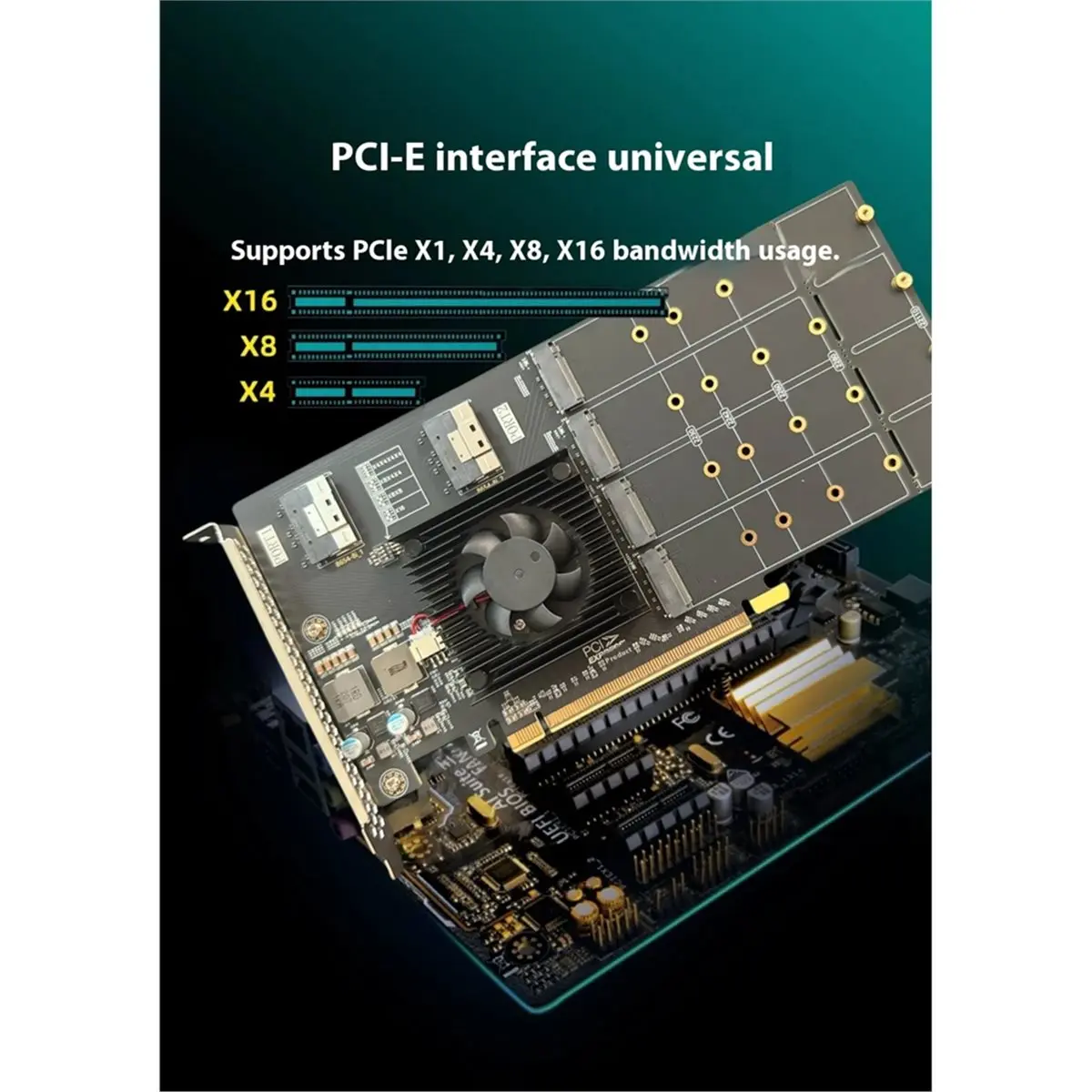 [VALUE PACK]Split-Free Plx8749 Drive-Free PCIe Adapter Card U.2 SSD GPU Expansion,with Modules