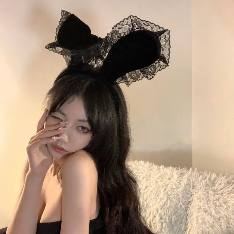Rabbit Ears Pure Desire Hairband Abstinence LaceEdgeRabbit Girl HeadbandSexy InternetCelebrityAnchor Couple Accessories Eye Mask image 4