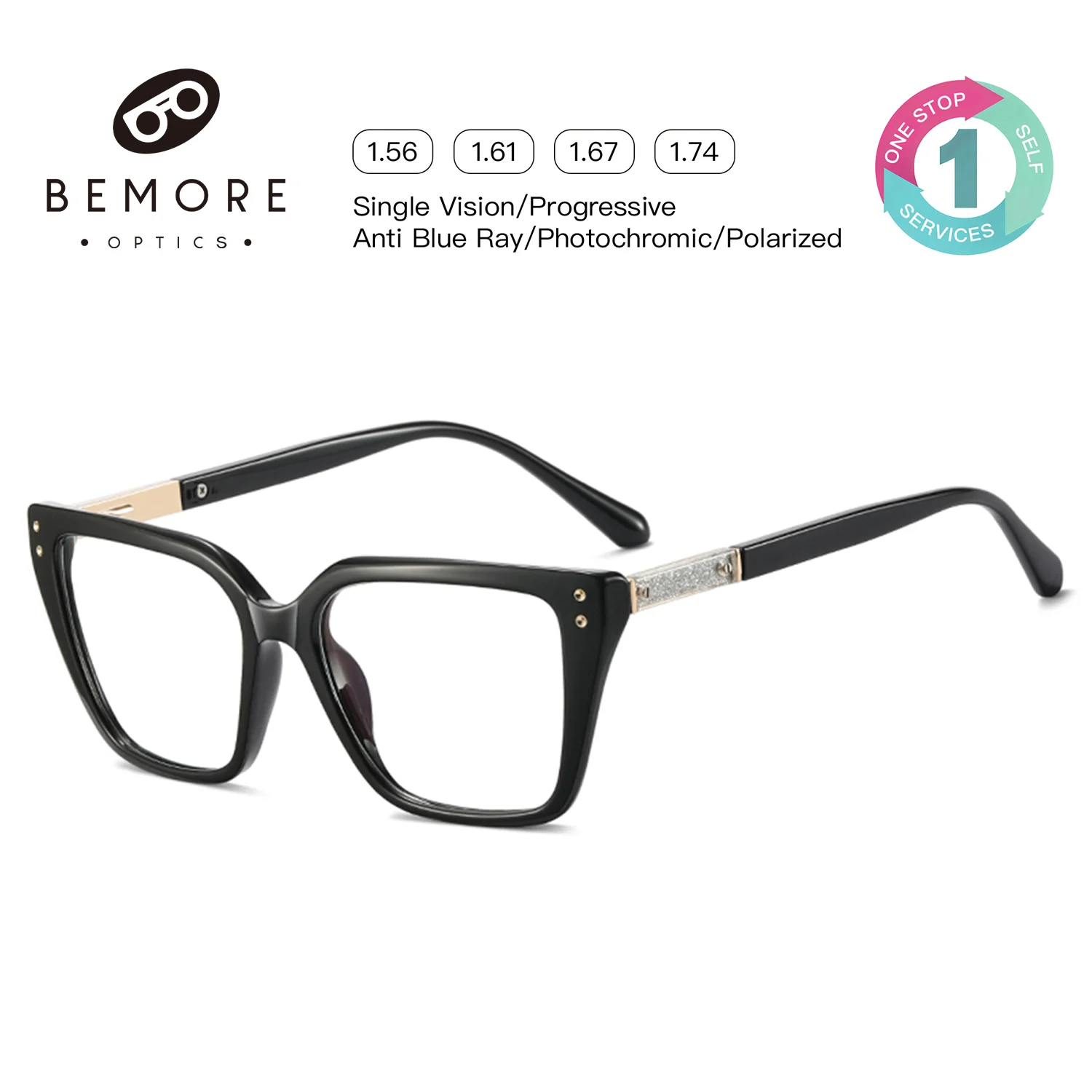 BEMORE Anti Blue Light Simple Customizable Prescription Butterfly Women's Medical Reading Computer Optical Eyeglasses