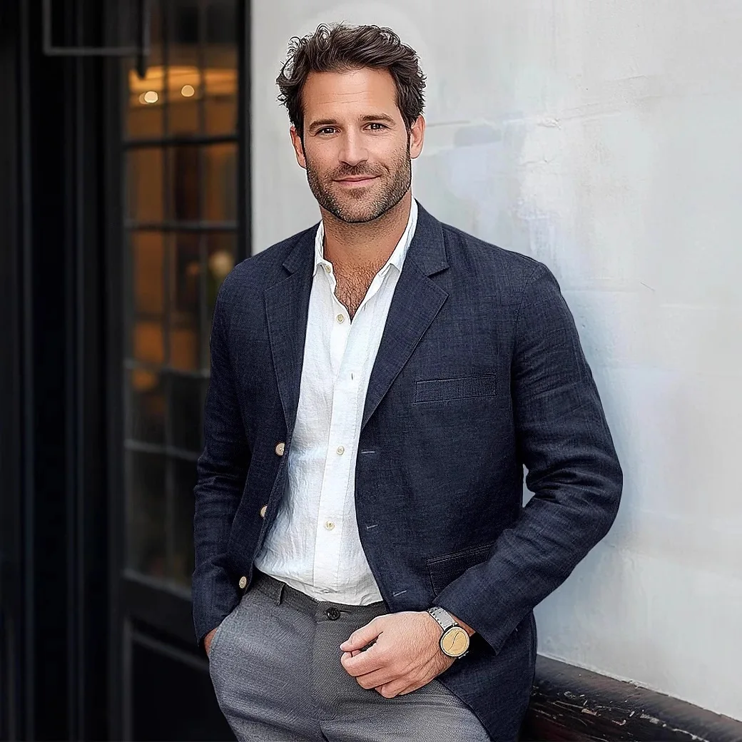 

2025 New European Men's Suit Jacket Casual Solid Color Suit Jacket Business Casual Men's Suit Jacket Fashionable Jacket