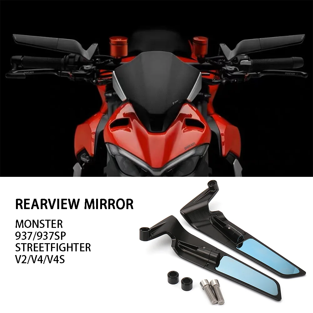 

For Ducati Monster 937 SP 2021 2022 2023 Motorcycle Streetfighter V4 S V4S V2 Rearview Mirror 360° Adjustable Rear View Mirrors