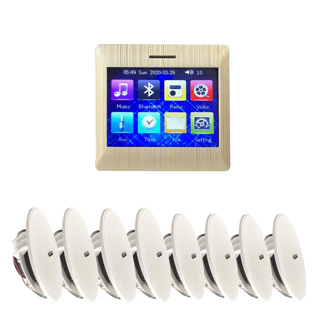 

Multi Room Stereo Smart Home Audio System Music In Wall Mount Amplifier With 6.5 Inch Ceiling Speaker SET