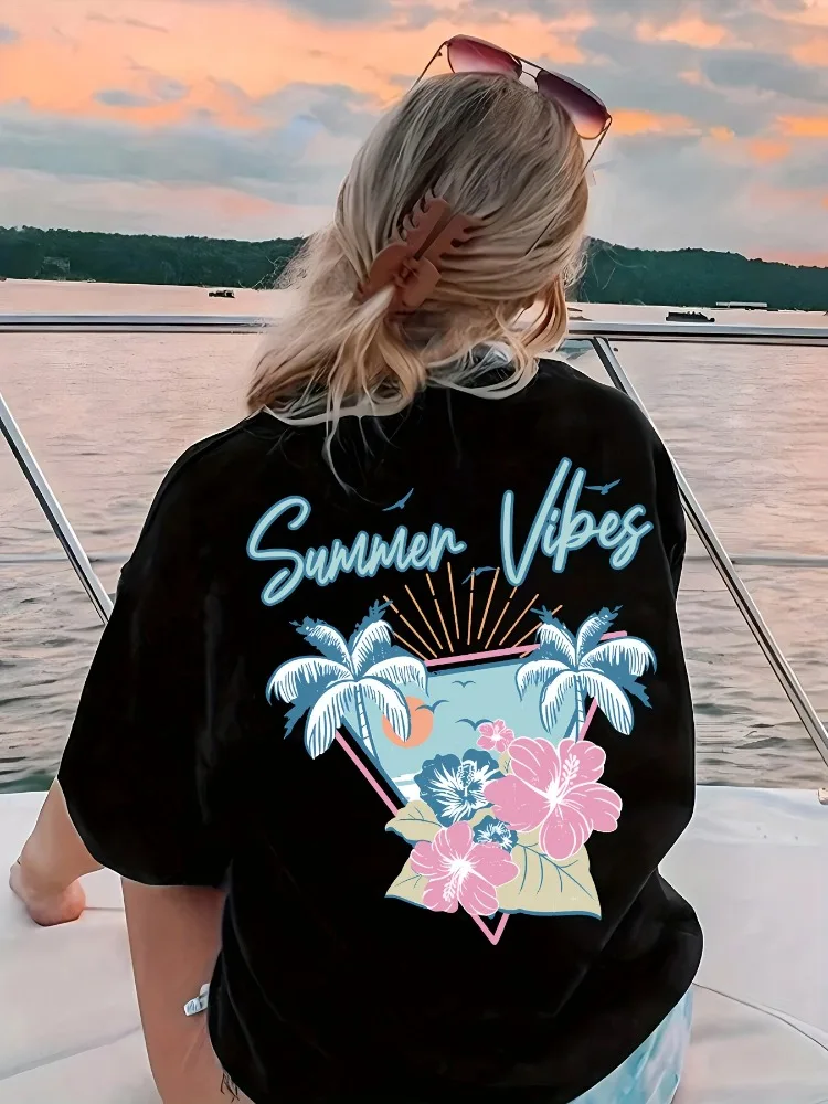 

New Pattern Printed Women's Short-sleeved Round Neck T-shirt Spring, Summer and Autumn Casual Round Neck Top Women's Clothing