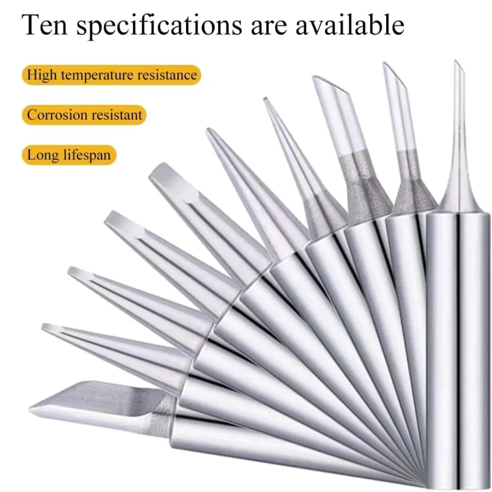 10Pcs Soldering Iron Tips 900M Lead-Free Solder Iron Tip Replaceable Soldering Tip with Welding Sleeve for Soldering Station