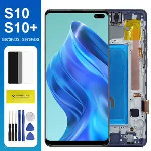 Bilashmart S10 S10+ TFT LCD Dispaly Touch Screen Digitizer with Frame Samsung Galaxy S10 G973F/DS S10+ G975F/DS Screen Replacement