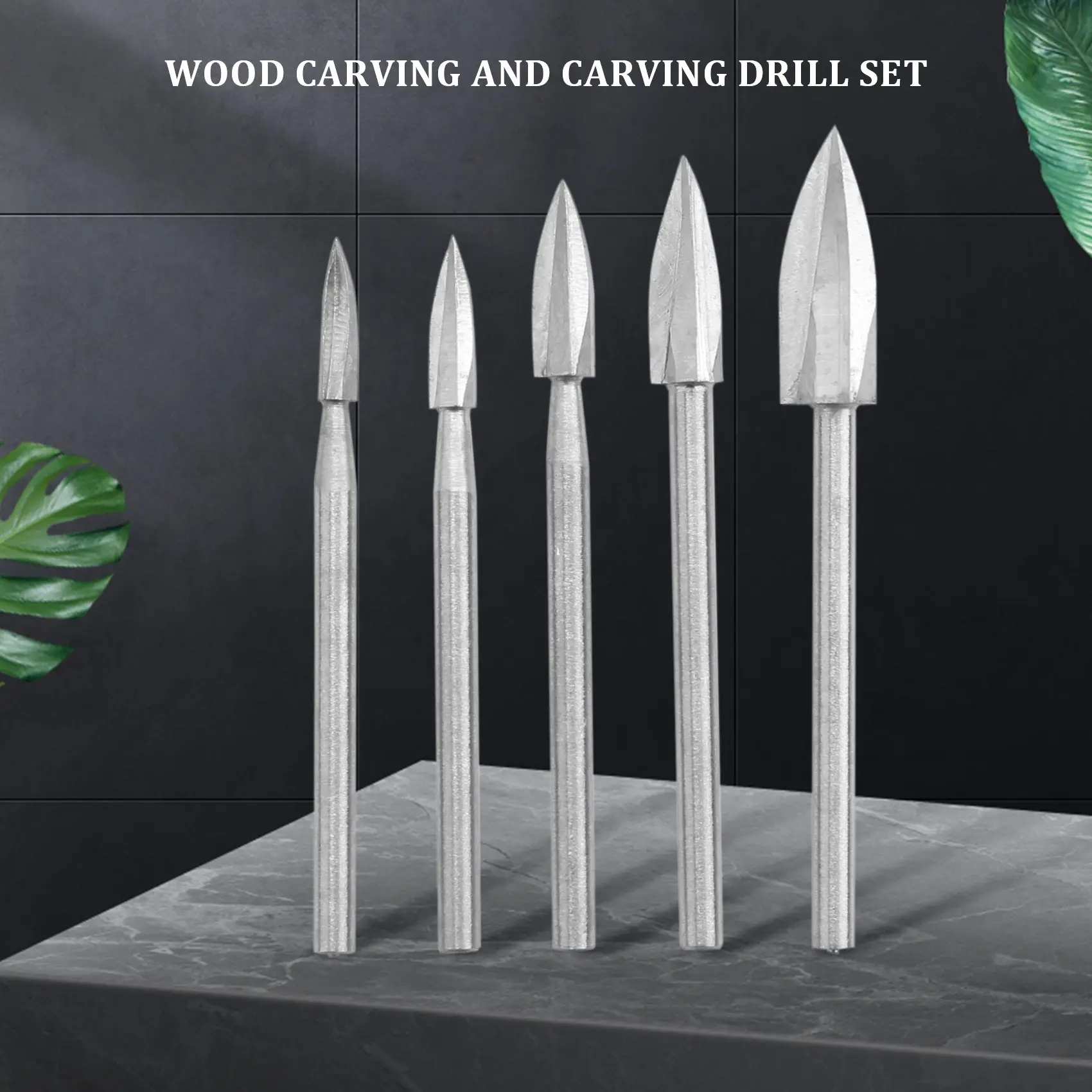 5PCS Wood Carving and Engraving Drill Accessories Bit Universal Fitment for Rotary Tools(5PCS)
