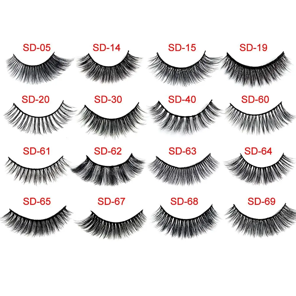 Woman's Fashion False Eyelashes 3D Silk Fiber Thick Cross Voluminous Lashes Extension Tools Handmade Messy Natural Beauty Makeup